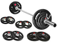 Cast Iron Weight Plates with Barbell Bar and Locks, 100 Pounds Set L92790