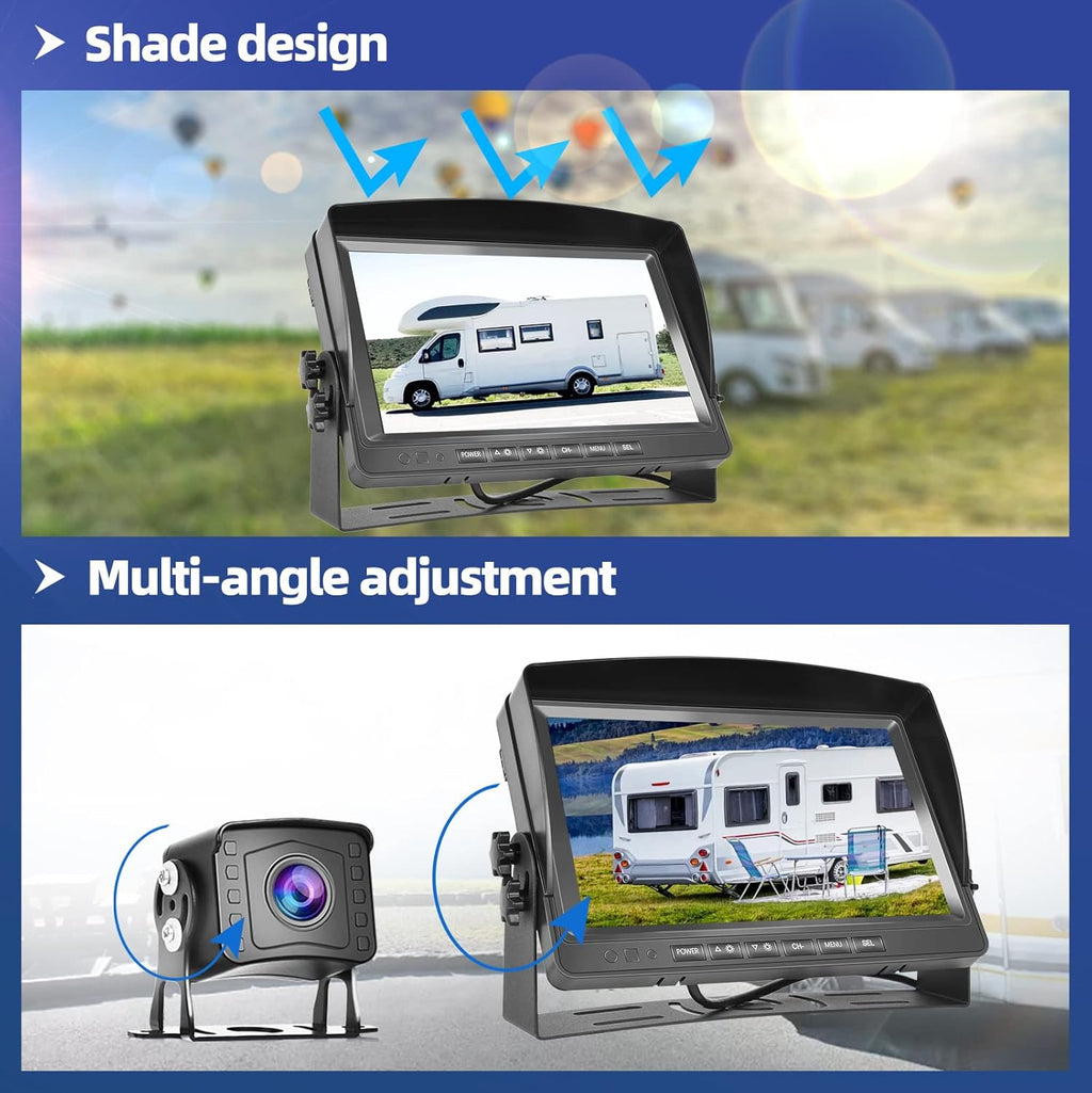 9 Inch HD 1080P Split Screen DVR Monitor Wired Rear View Camera D5055