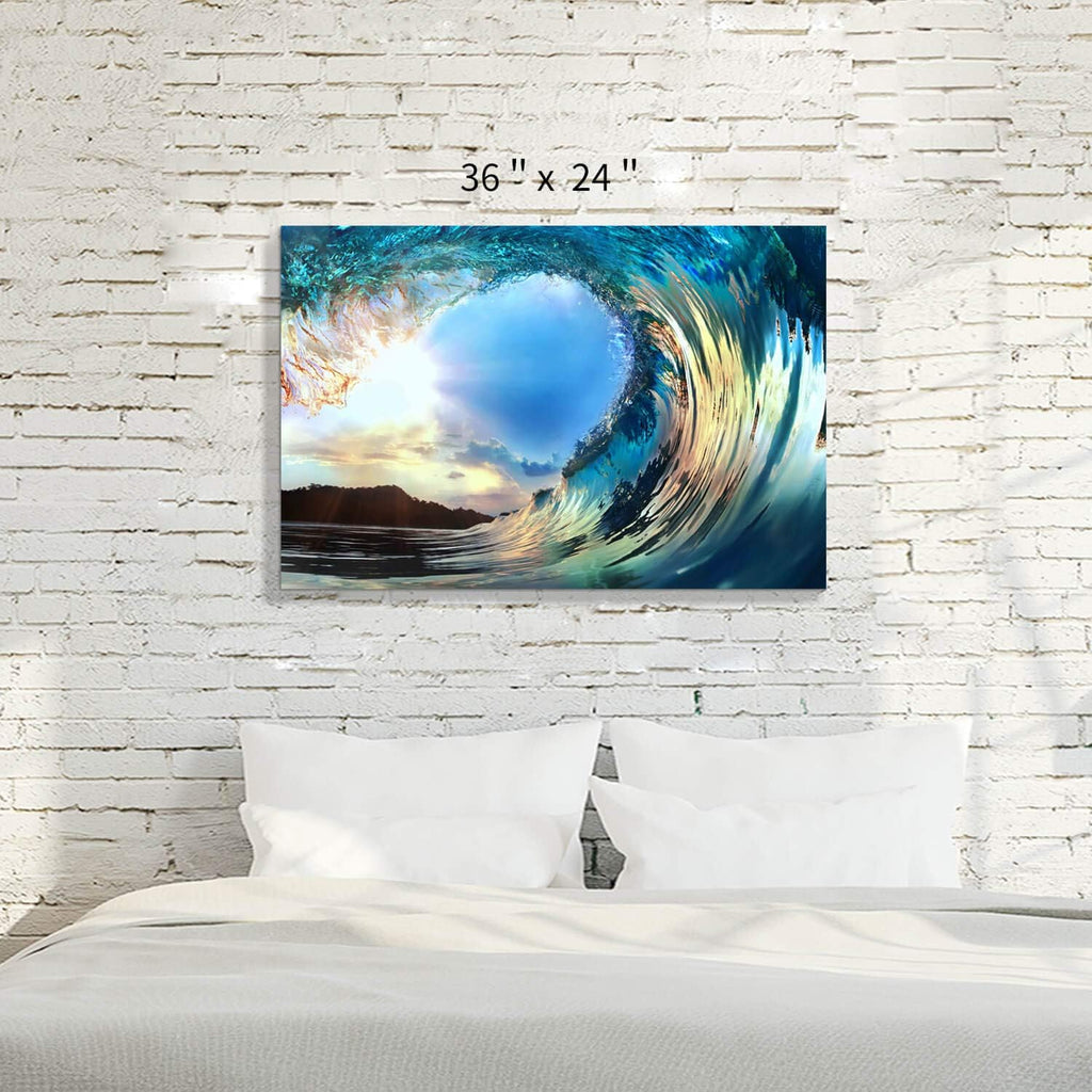 Rolling Ocean Waves Tropical Seascape Sunset Wall Art F6507