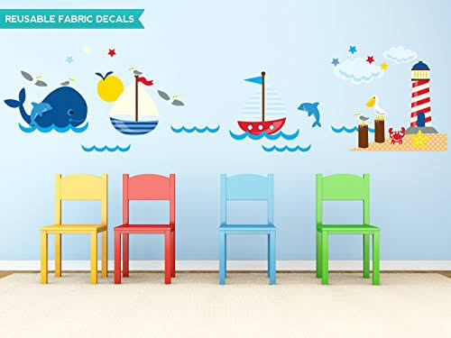Nautical Fabric Ocean Scene Wall Decal X43686