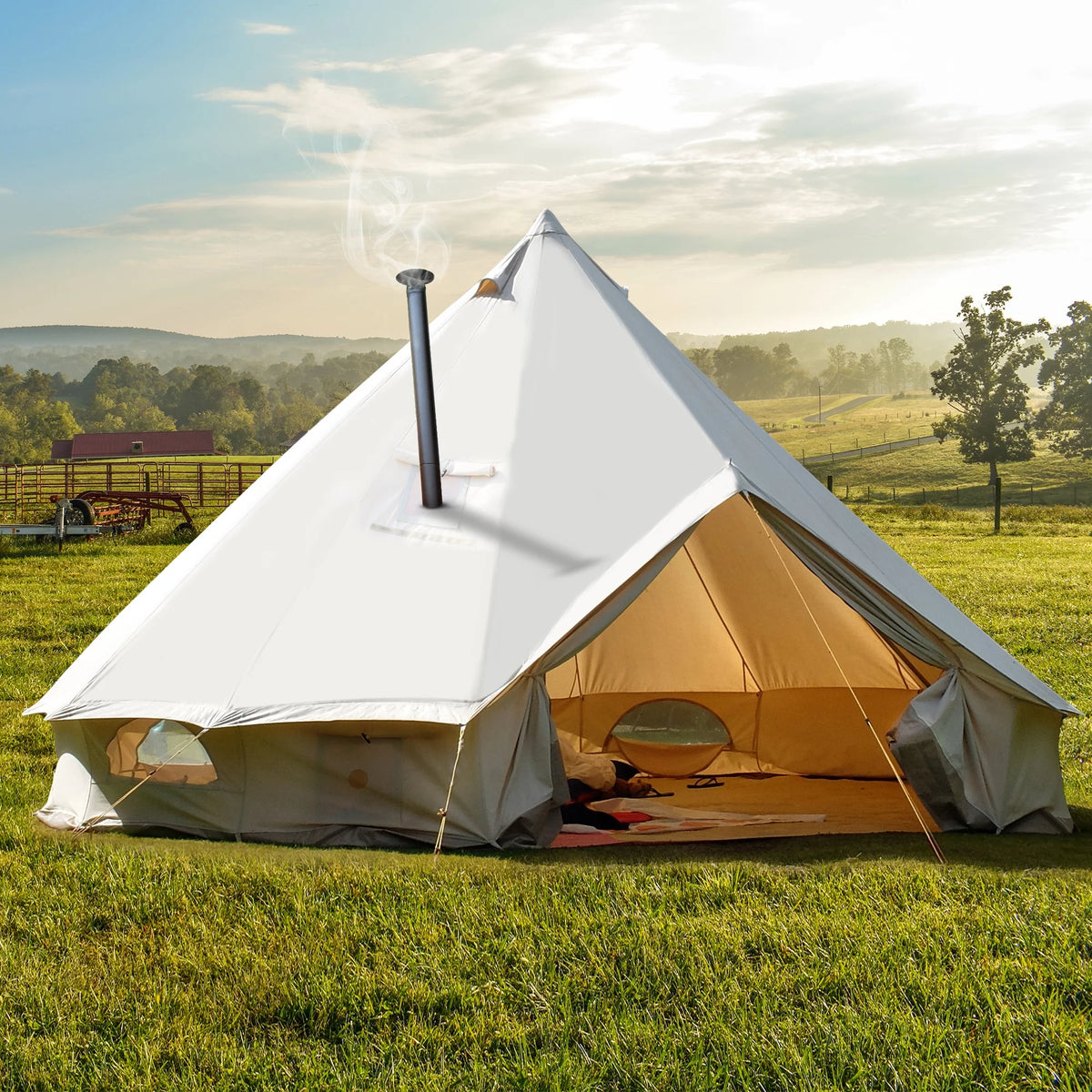 4 Seasons Waterproof Cotton Camping Tent with Stove Jacks O291