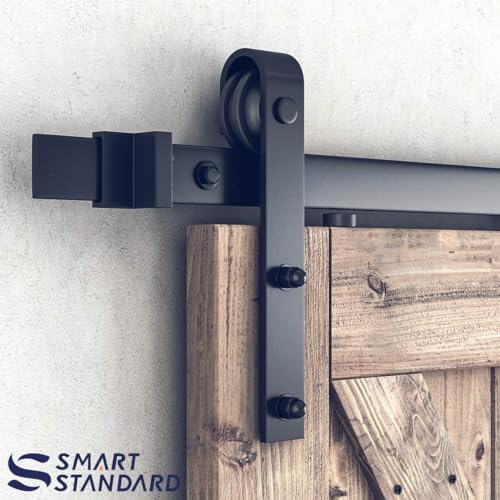 6.8FT Sliding Barn Door Hardware Kit with Track Kit, Pull Handle Set and Floor Guide O296