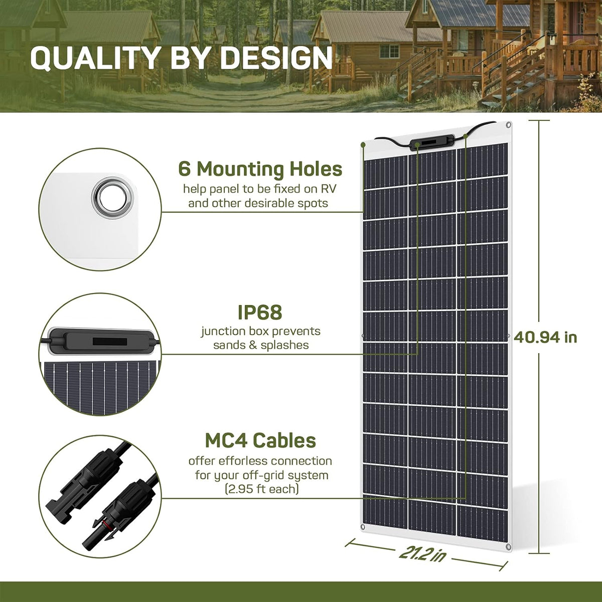 100W 12V Monocrystalline Flexible Solar Panel with 9 busbars Solar Cell H511