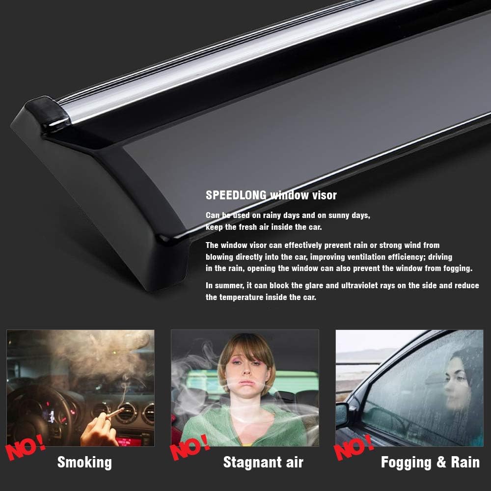 Car Window Visor Vent Shade Deflector Sun/Rain/Fog Guards Pack of 2 W4309