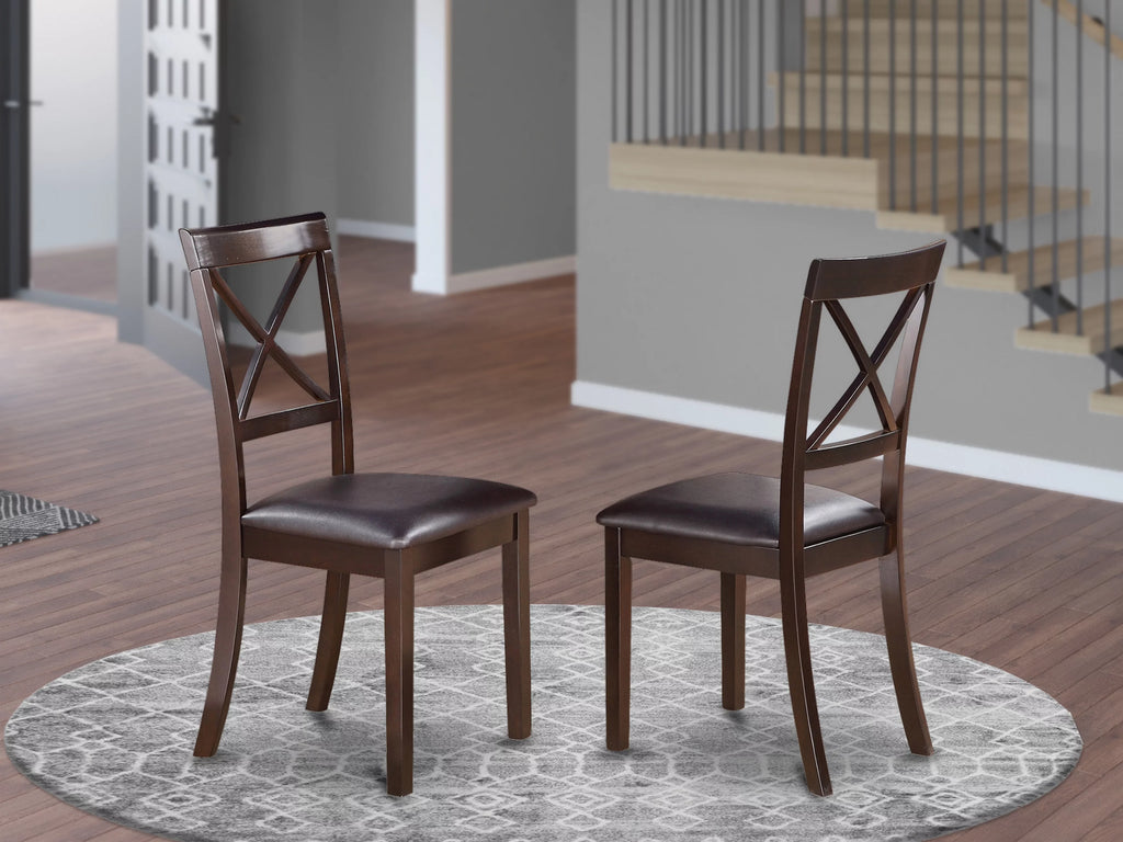 Cappuccino Leather Dining Chairs Set of 2 L9674