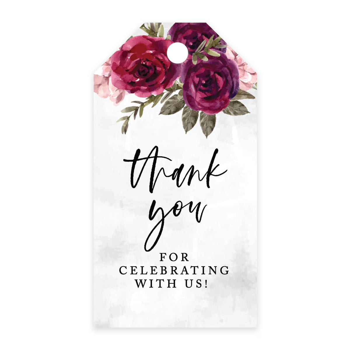 Burgundy Florals Cardstock Gift Tags with Bakers Twine 100-Pk D120206