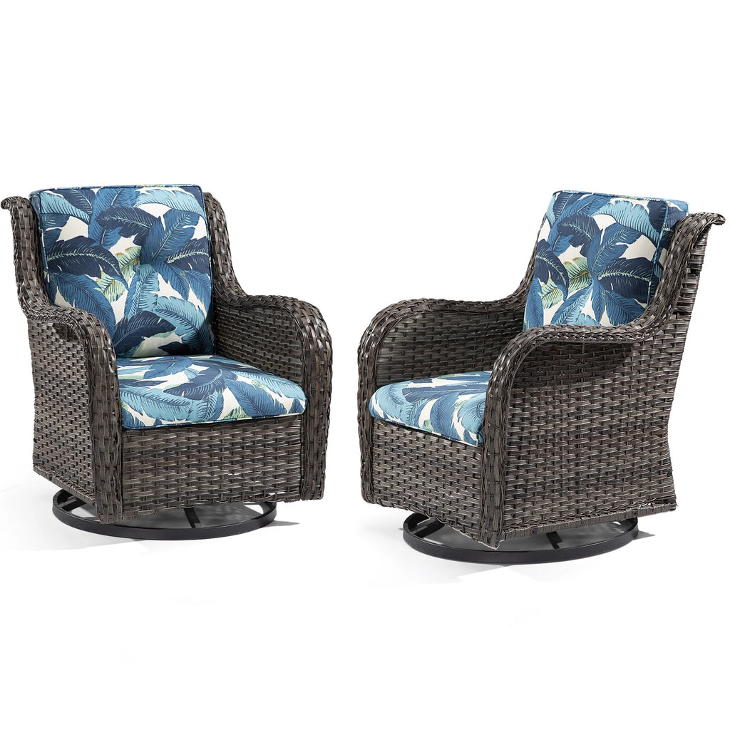 2 Pieces Wicker Swivel Chair with Cushions V387857