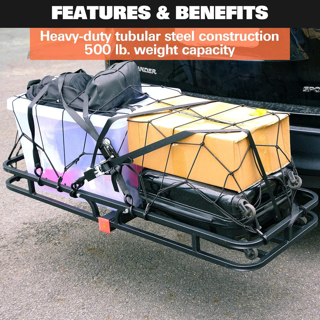 Hitch Mount Cargo Carrier with Net and Strap T88643