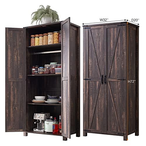32'' Dark Rustic Oak Storage Cabinet with Adjustable Shelves B653