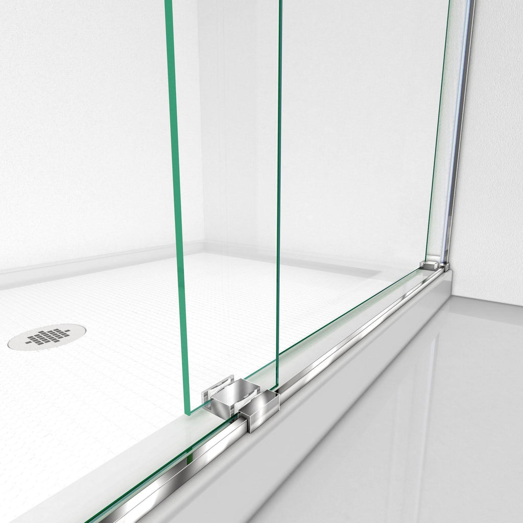 56-60 in. W x 76 in. H Frameless Bypass Shower Door in Satin U547978
