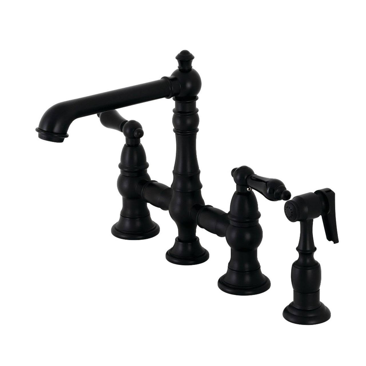 Bridge Kitchen Faucet with Brass Sprayer Matte Black I8459