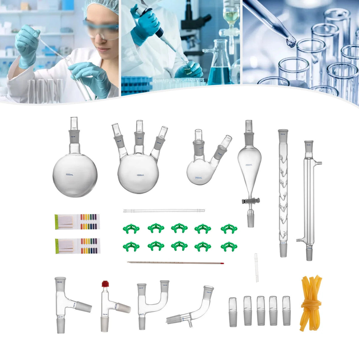 29 Pcs High Borosilicate Glass Lab Glassware Kit L406