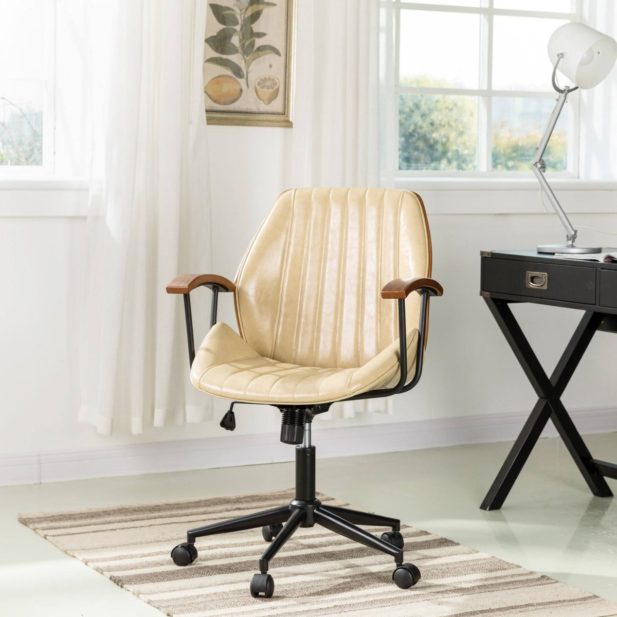 Cream Adjustable Swivel Desk Chair X265
