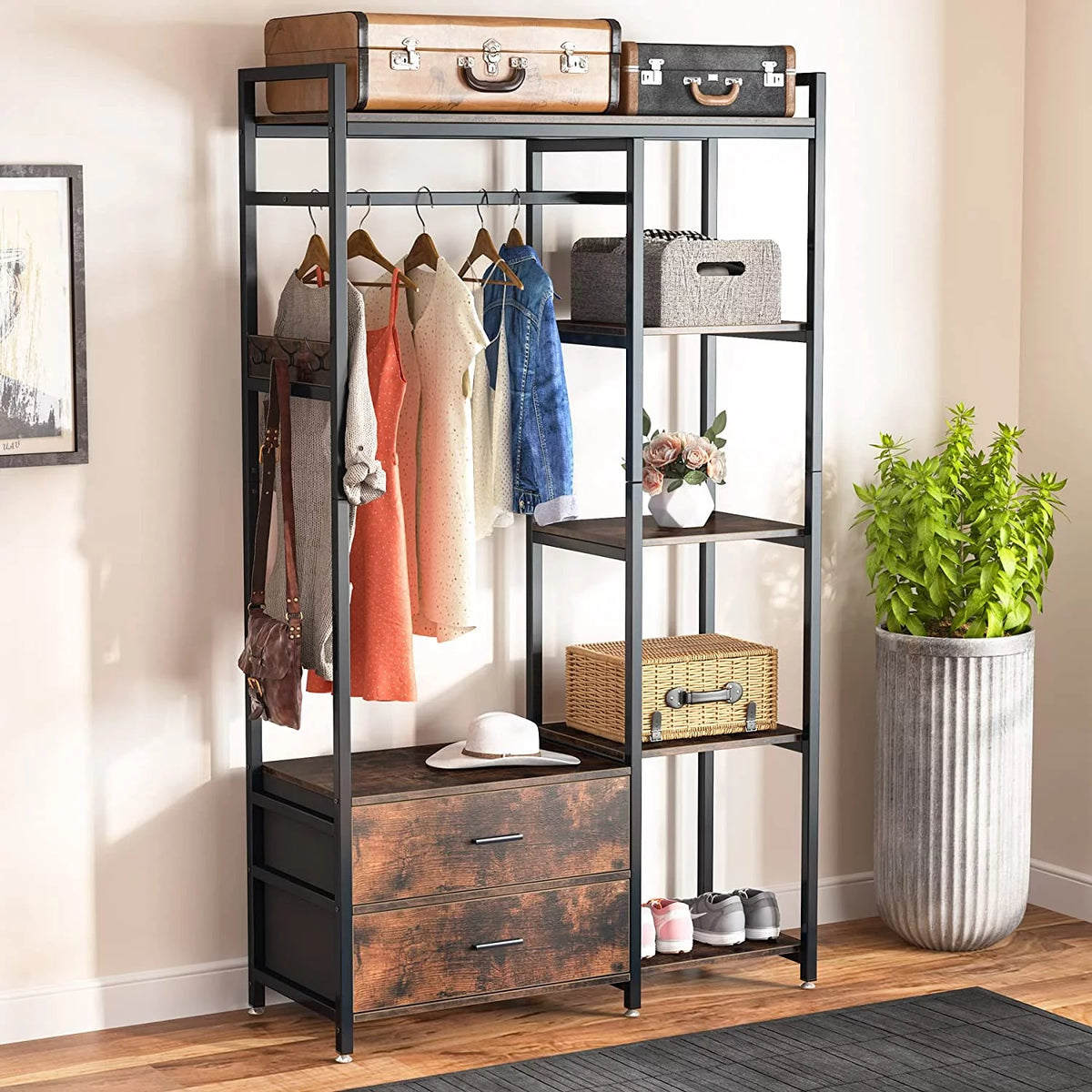 Freestanding Closet Organizer with Hanging Rod Z705