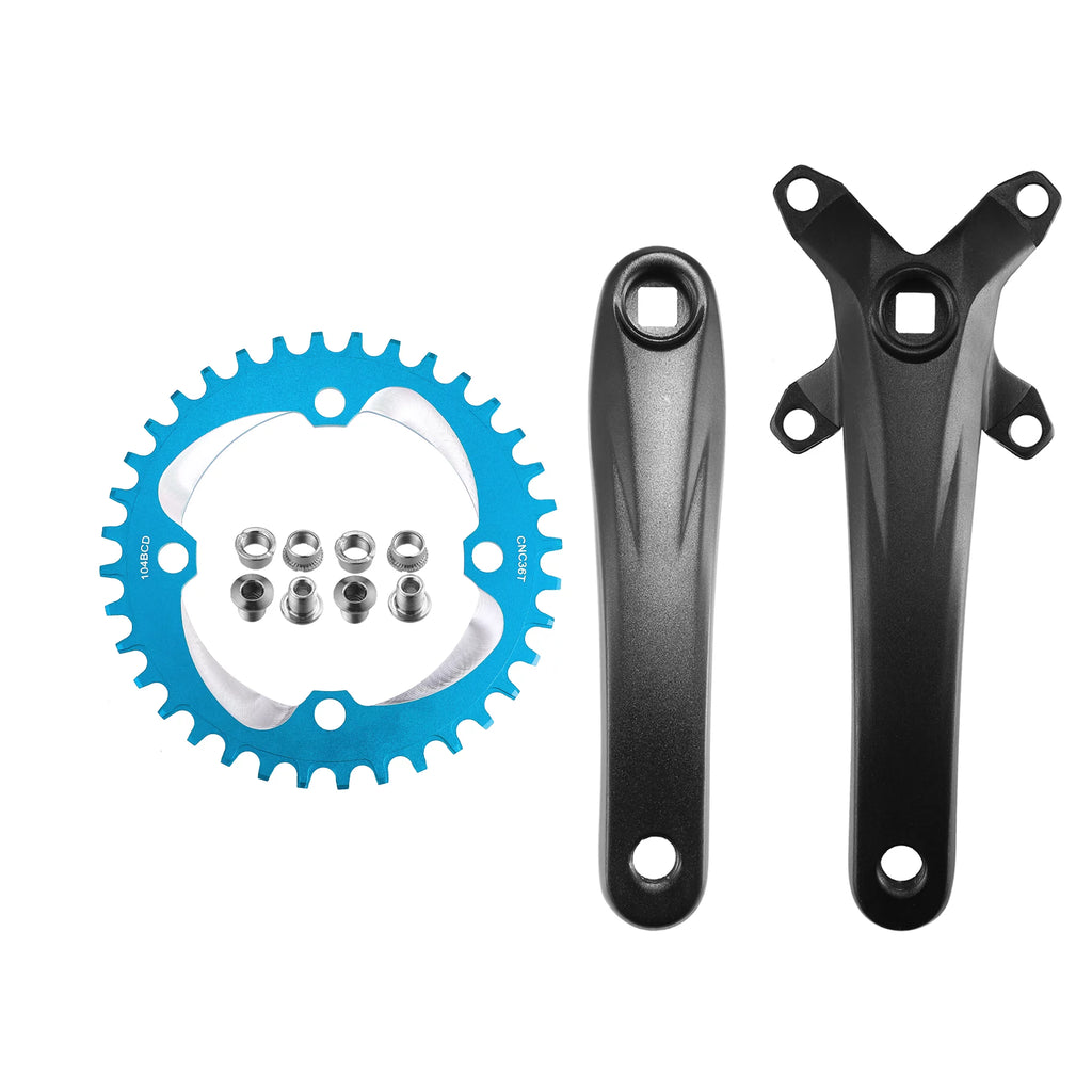 170mm Mountain Bike Square Taper Crankset 104 BCD 38T Blue I94573