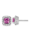 14K White Gold Pink Sapphire Earrings with Lab-Grown Diamonds W172724