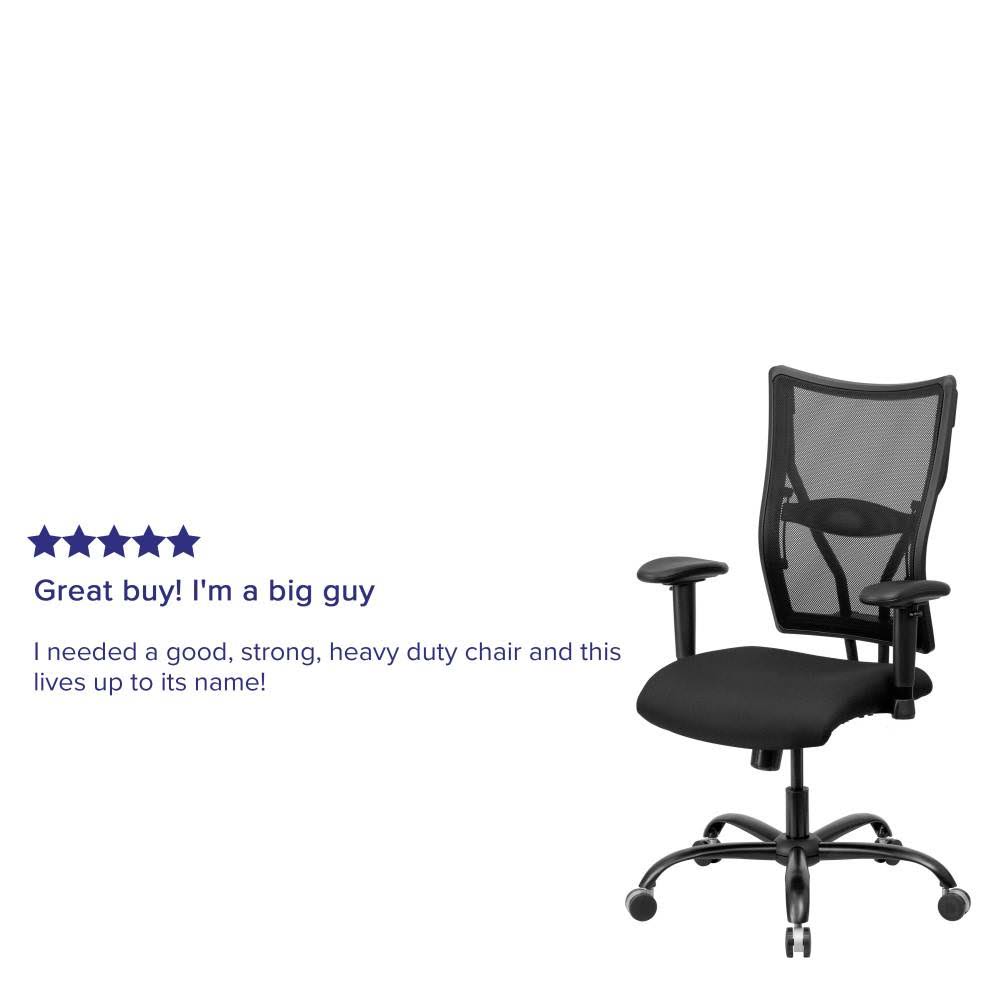 Black Mesh Office Chair with Arms, 400 lb. Capacity V2590
