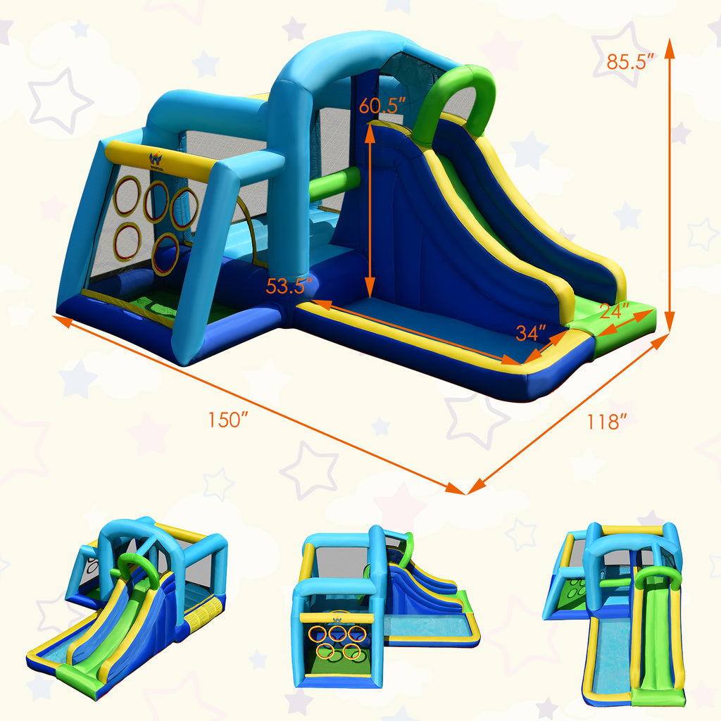 Inflatable Bouncer Climbing Bounce House Kids Slide Park Ball Pit with 550W Blower H339919