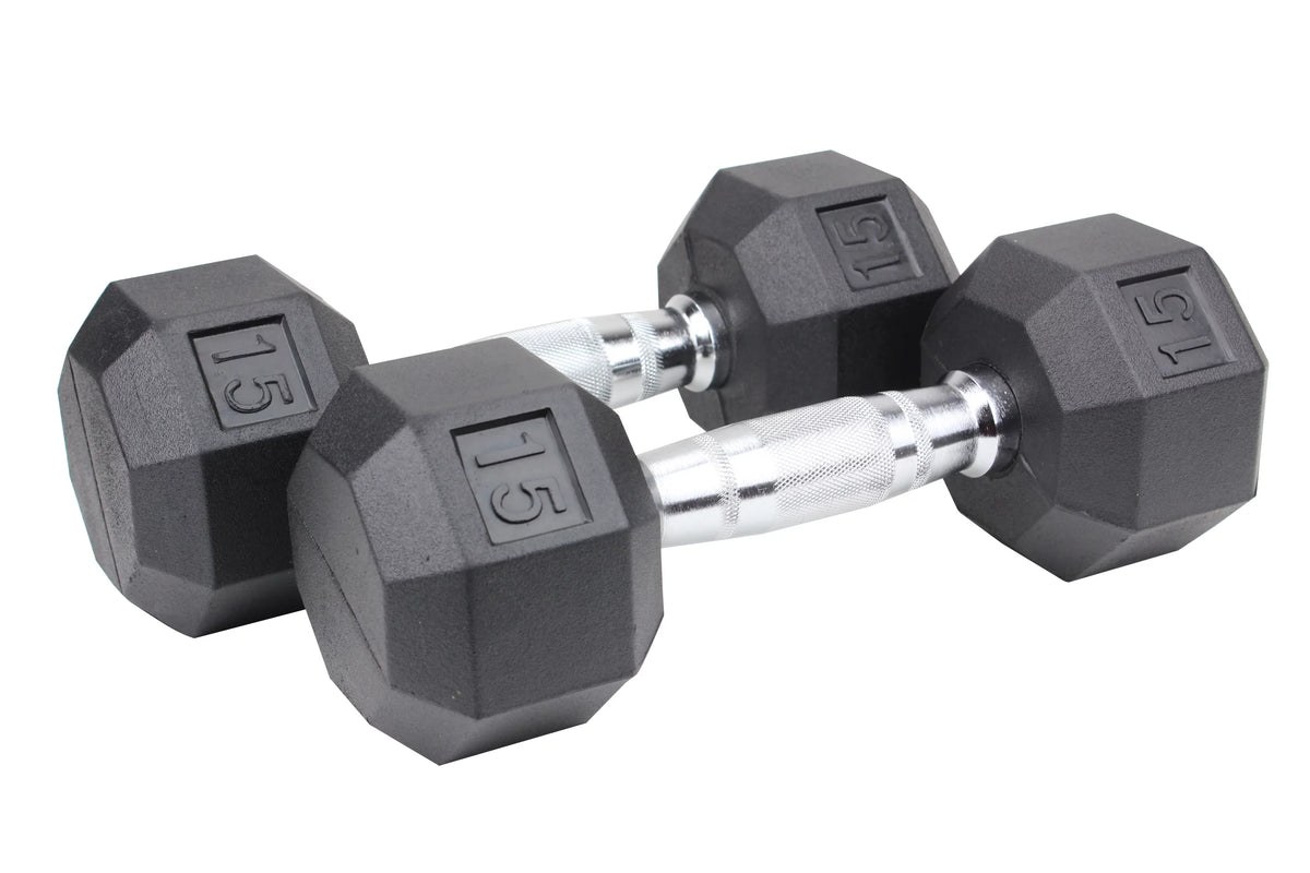5 Lbs. Pair Rubber Coated Hex Dumbbells H320