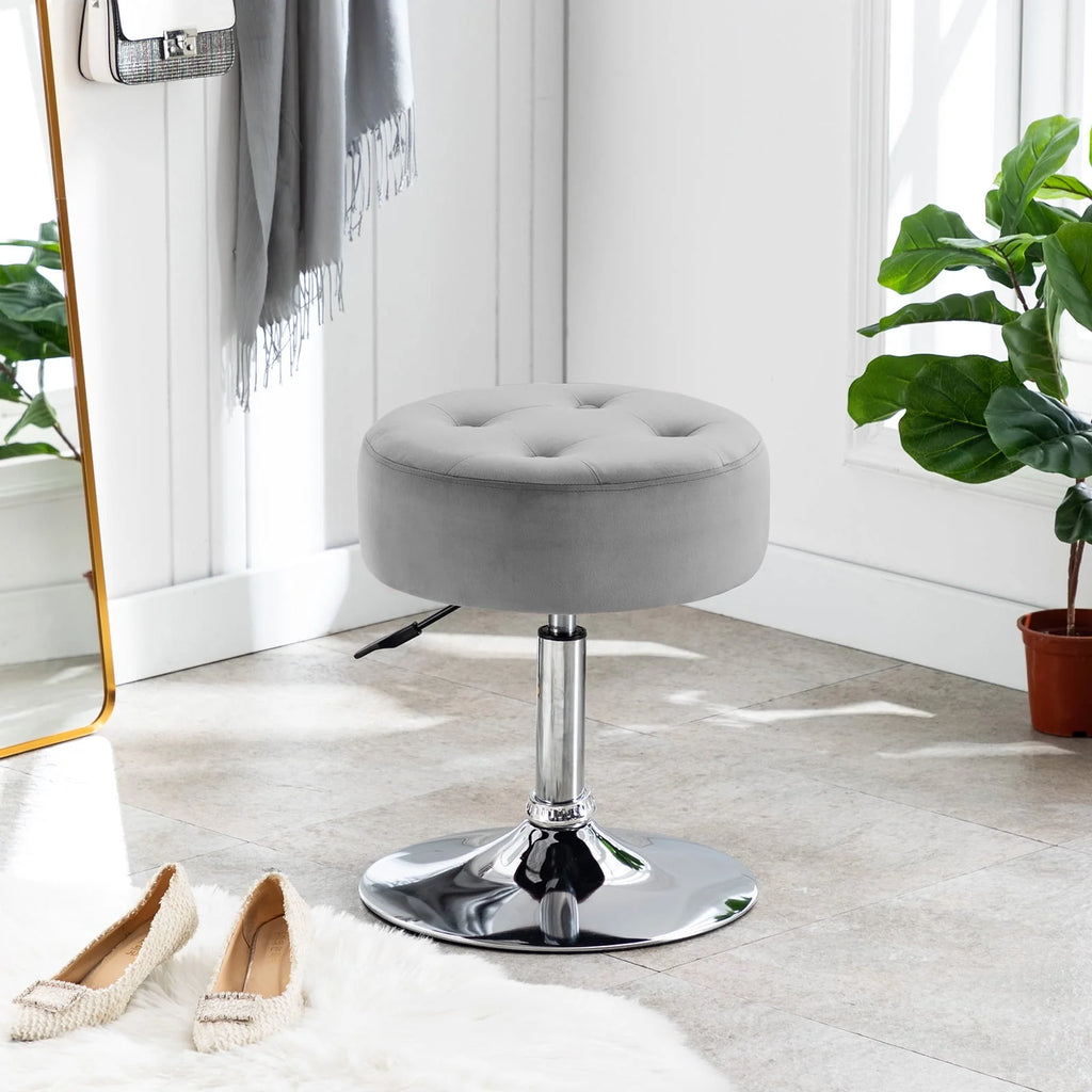 White Swivel PU Leather Vanity Stool V467