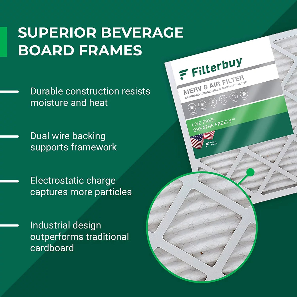 16x25x5 MERV 8 Pleated HVAC Air Filters (2-Pack) G755