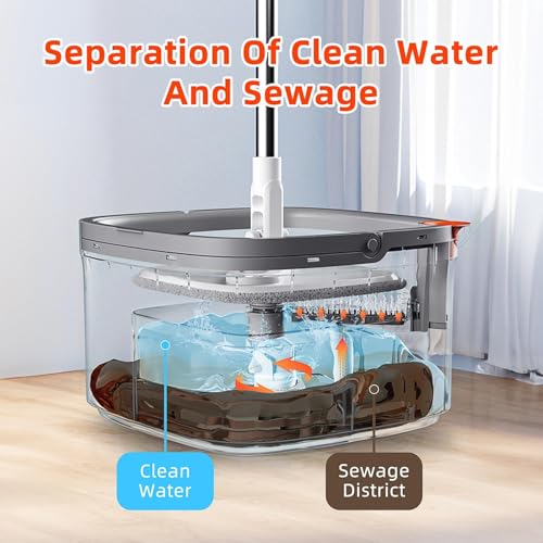 Spin Mop and Bucket Set with 2 Microfiber Mop Pads D8404