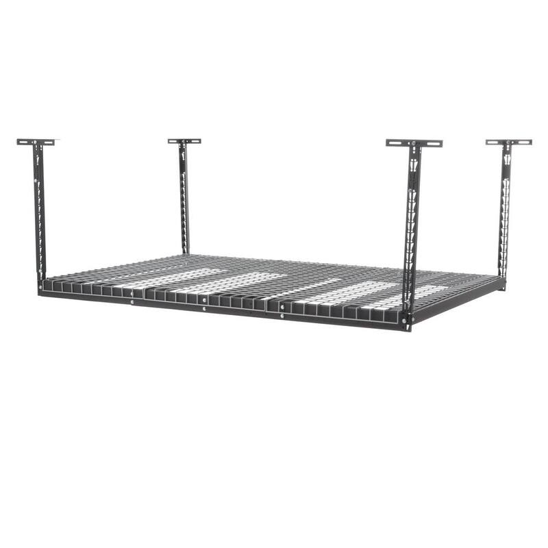 Adjustable Height Garage Overhead Ceiling Storage Rack Black C189714