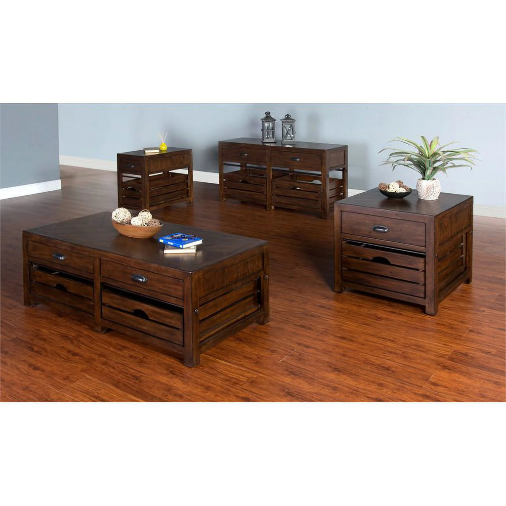 15" Mahogany Wood Chair Side Table Set of 2 N1255