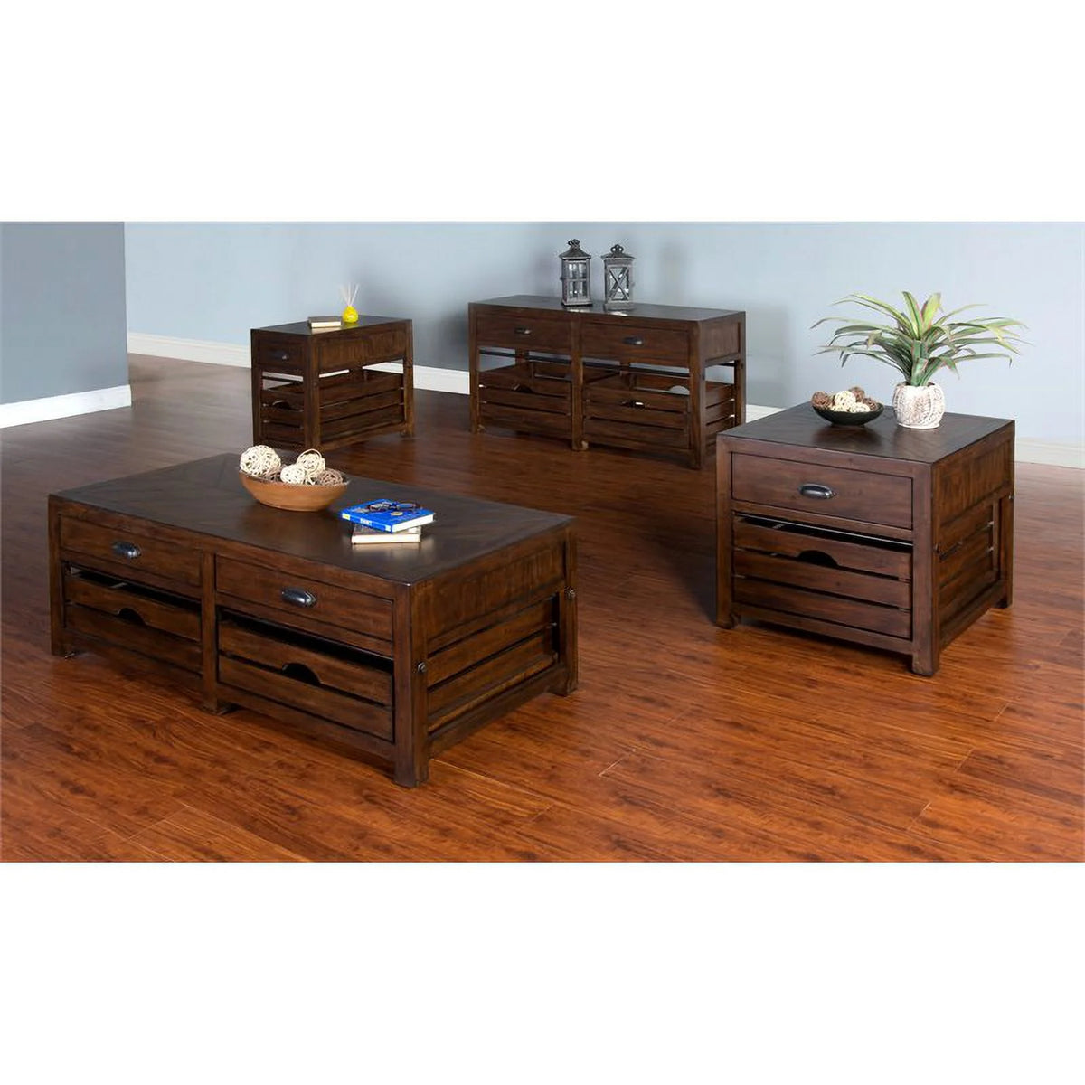15" Mahogany Wood Chair Side Table Set of 2 N1255