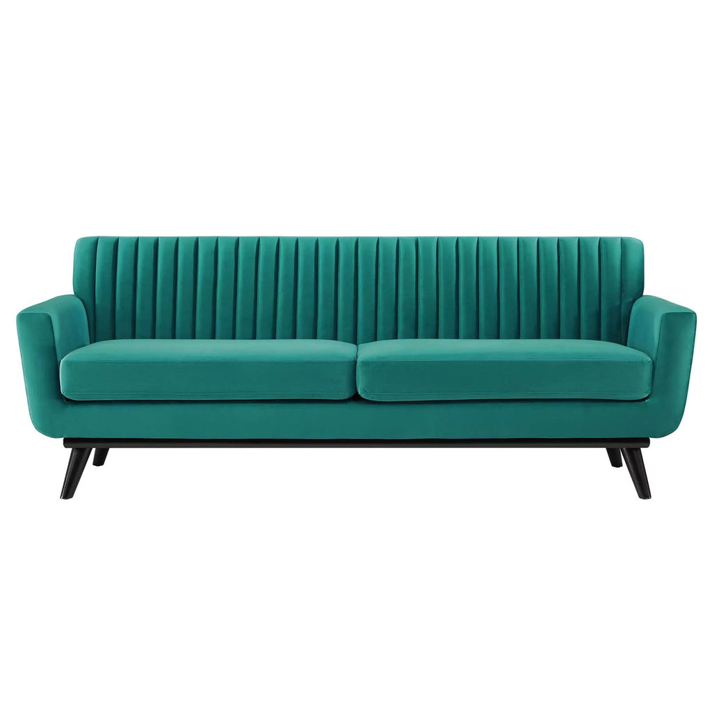 Teal Blue Velvet Tufted Sofa Z34822