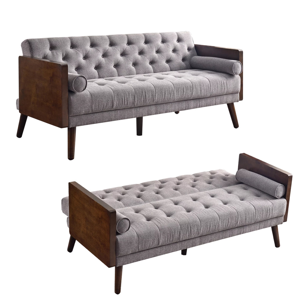 70 inch Grey Chenille Convertible Futon Sofa Bed E10466