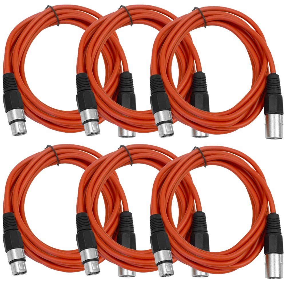 25' XLR Male to XLR Female Microphone Cables 6 Pack Y40741
