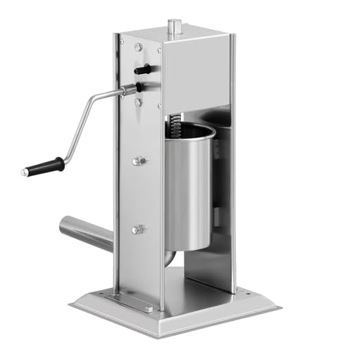 7L/14LB Stainless Steel Manual Sausage Stuffer with 5 Stuffing Tubes W377