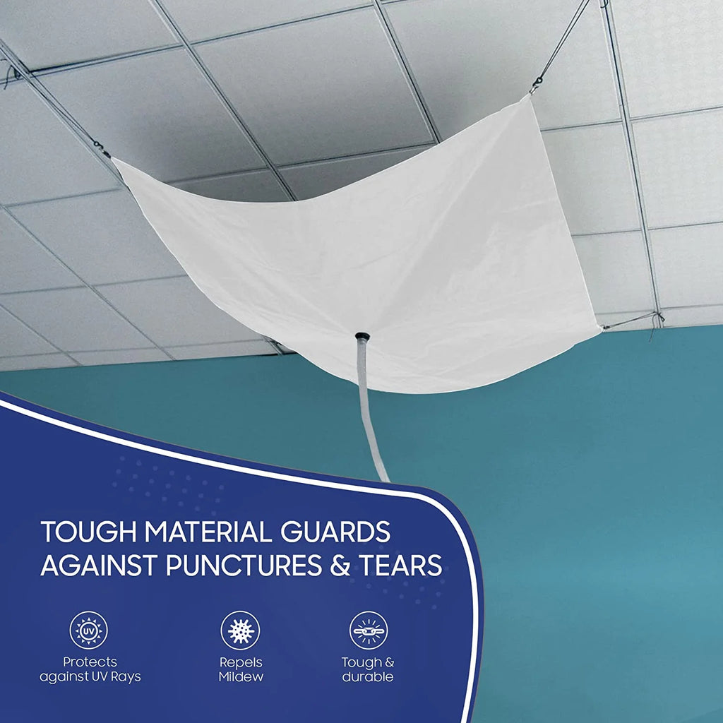 Roof Leak Diverter Kit, Waterproof Tarp, White (7'x7') L410