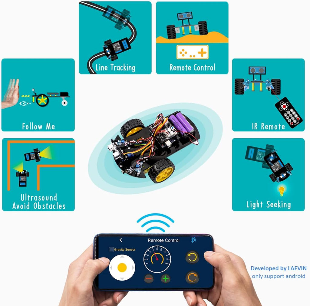 Smart Robot Car 2WD Chassis Kit V2 with Ultrasonic Module G653