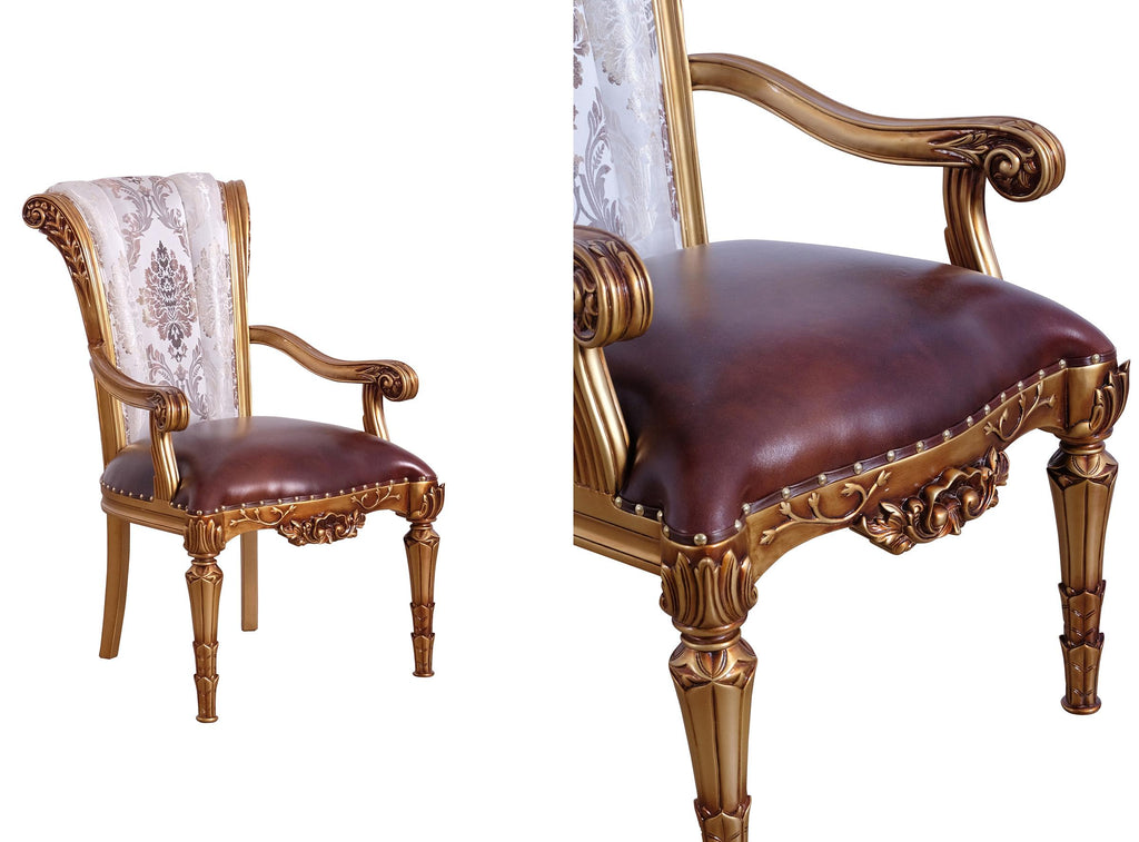 Antique Bronze & Pearl Arm Chair Set 2Pcs S970984