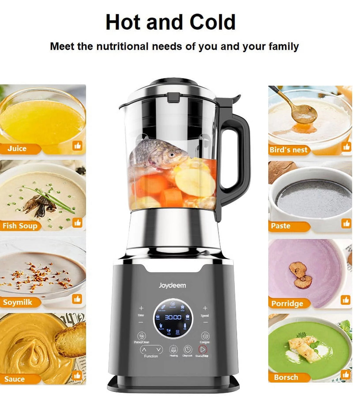 1200w Black Countertop Cooking Blender with Stew Pot V851816