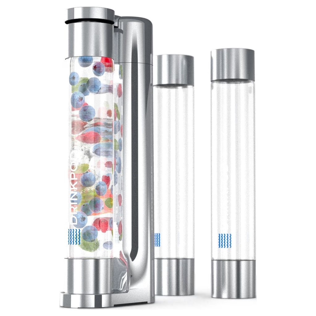Silver Chrome Soda Maker with Three 1L Bottles G5247