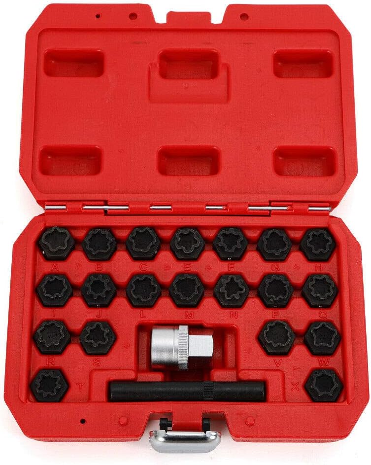 22Pc Wheel Locking Key Anti-Theft Lug Nut Removal Set E785