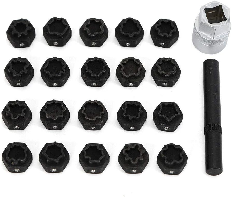 22Pc Wheel Locking Key Anti-Theft Lug Nut Removal Set E785