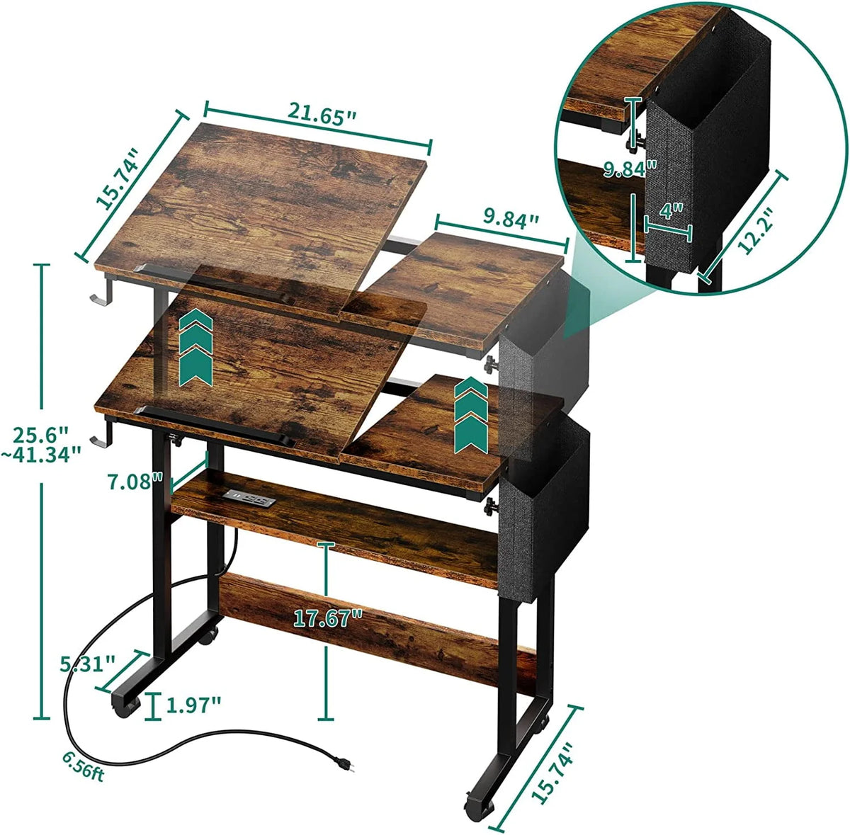 Portable Laptop Table with Charging Station W793