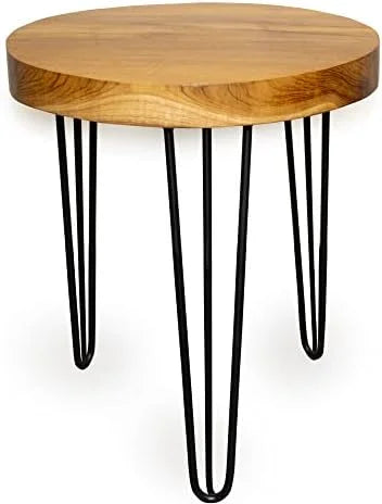 Natural Teak Wood Round Accent End Table L644