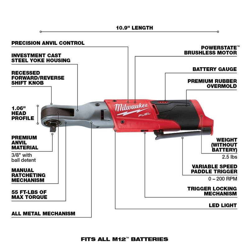 12V Lithium-Ion Brushless Cordless 3/8 in. Impact Wrench & Ratchet Kit E7763