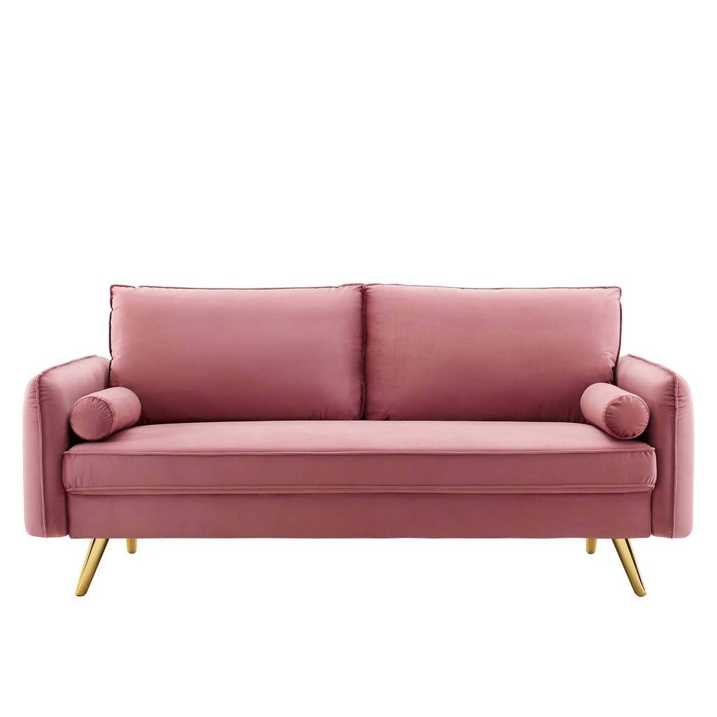 Navy Performance Velvet Sofa I659