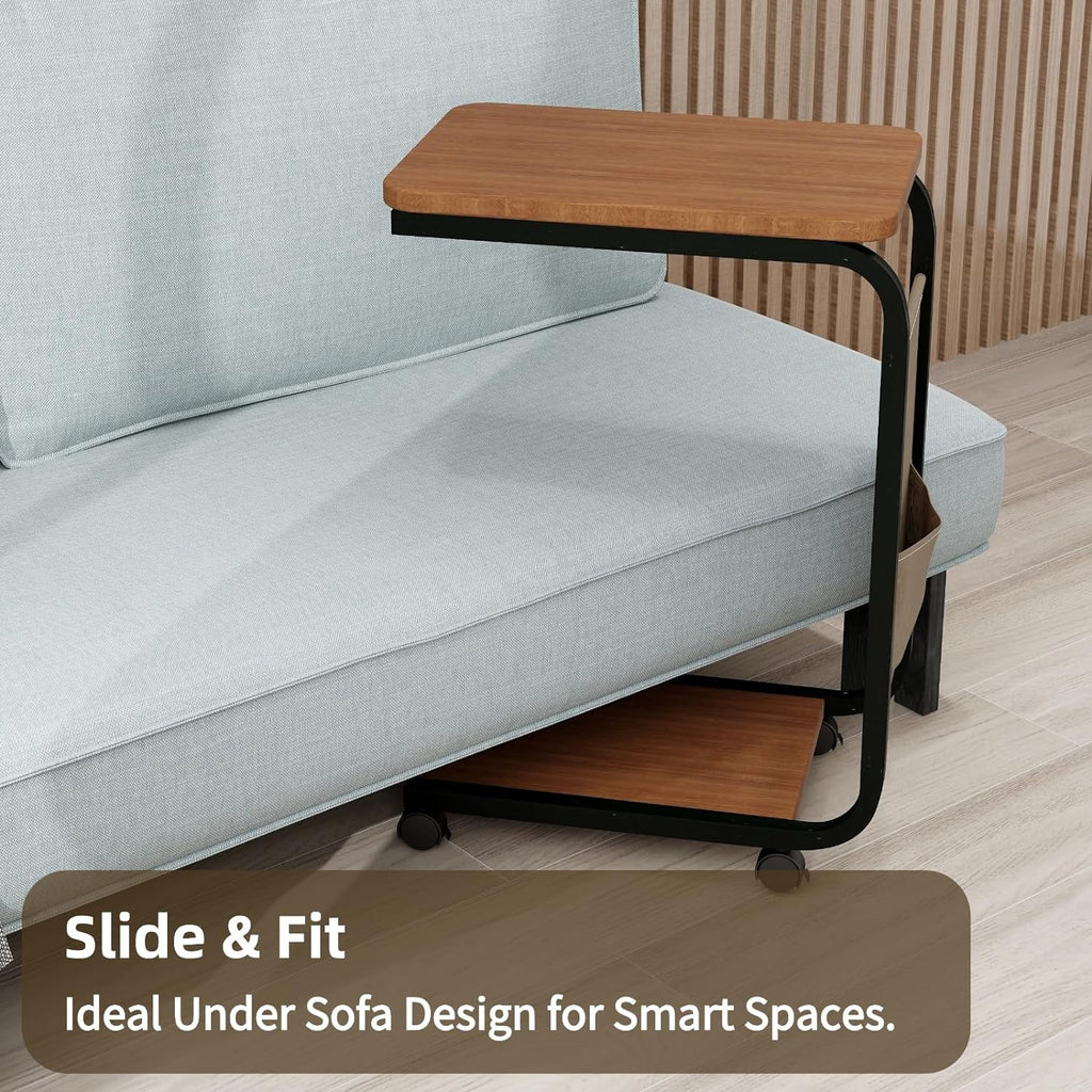 C-Shaped End Table with Double Layer Shelves P491177