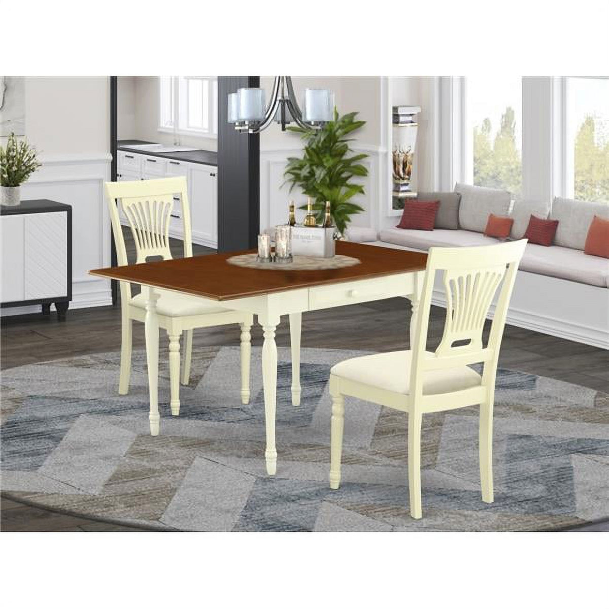3-piece Dining Set with Linen Seat in Cherry B731