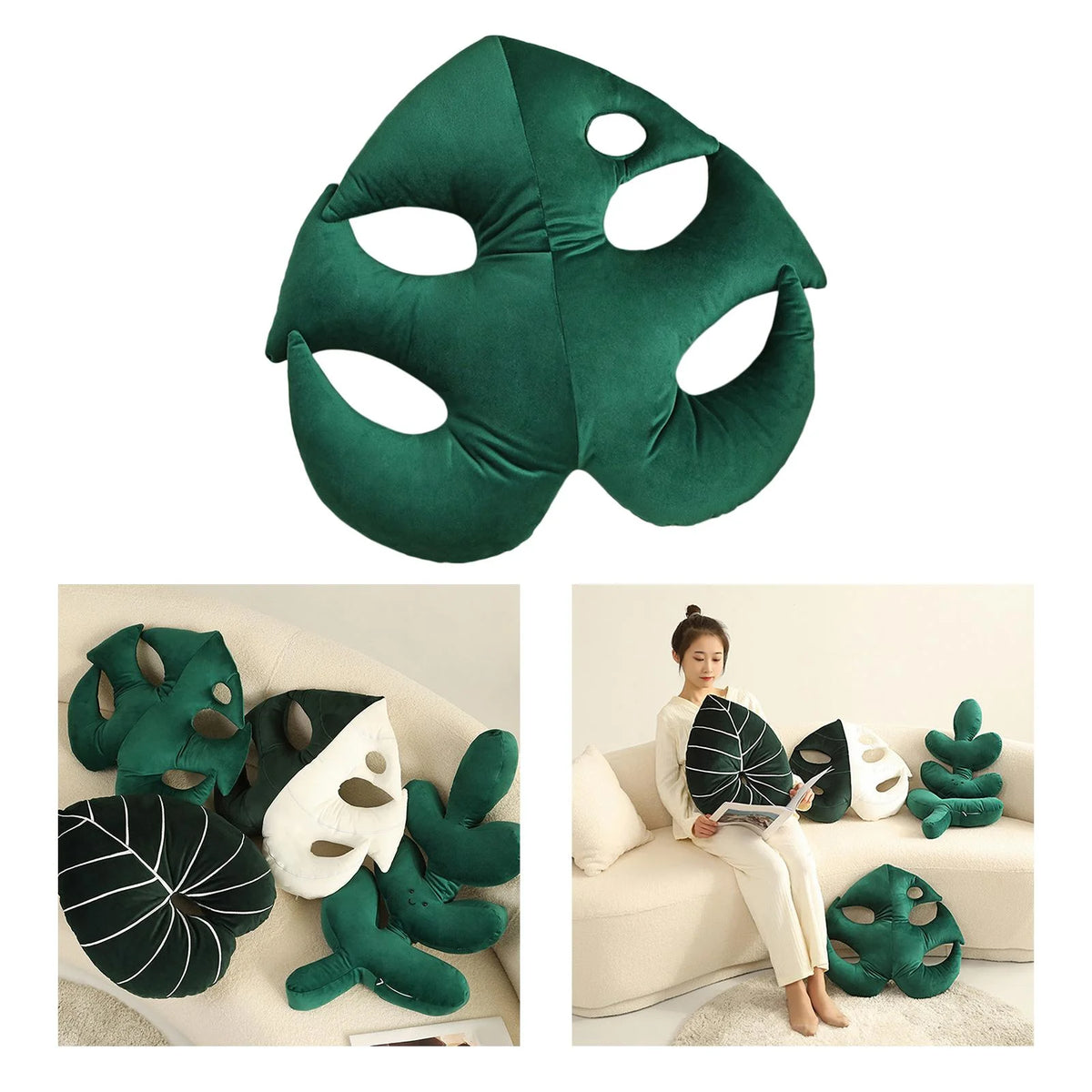 Green Plant Leaf Shaped Throw Pillow V364008