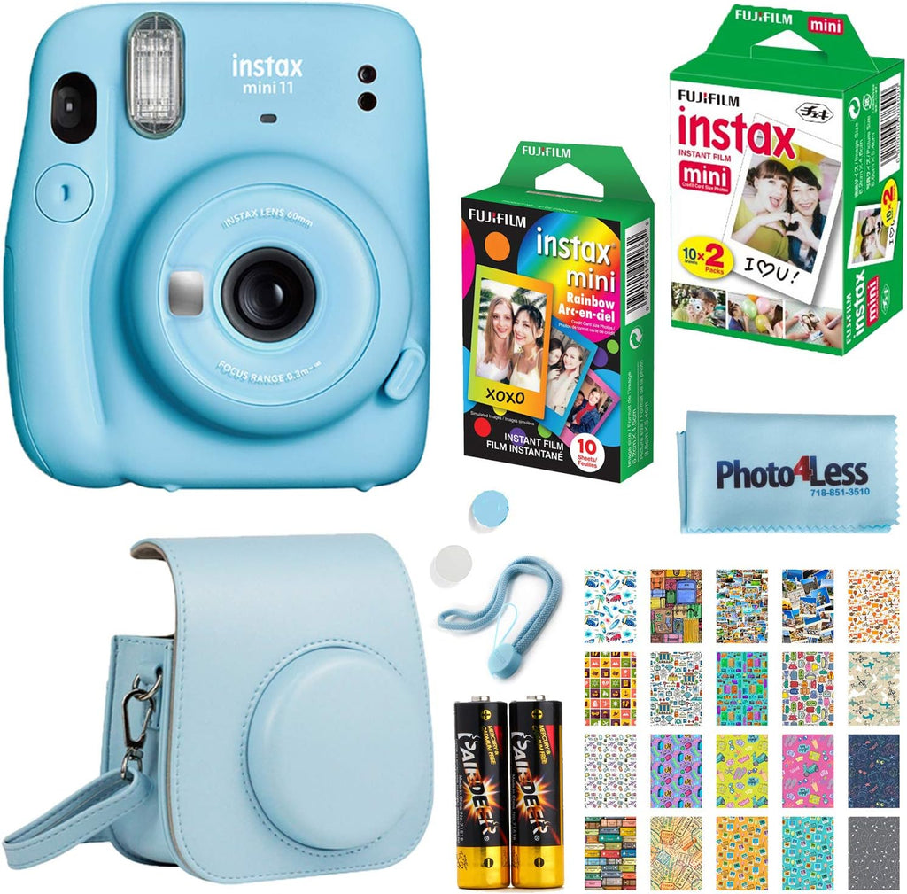 Lilac Purple Instant Camera with Twin Pack Film, Rainbow Film, Case and Travel Stickers N644421