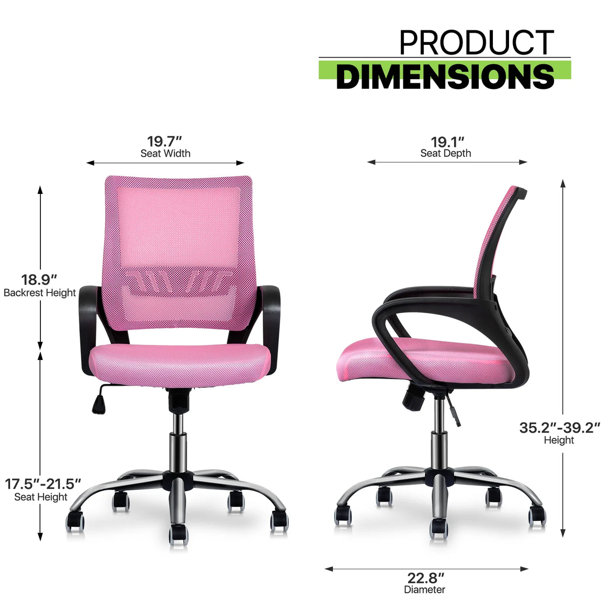 Pink Mesh Office Chair with Armrests Z315