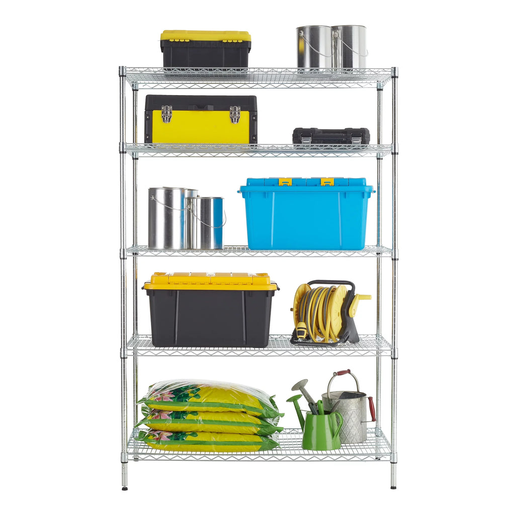 Wire 5-Tier Storage Shelf Unit Chrome Y6712